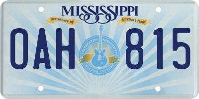 MS license plate OAH815