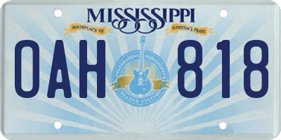 MS license plate OAH818