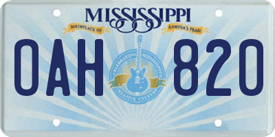 MS license plate OAH820