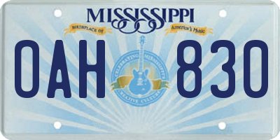 MS license plate OAH830