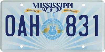 MS license plate OAH831