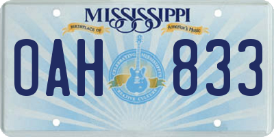 MS license plate OAH833