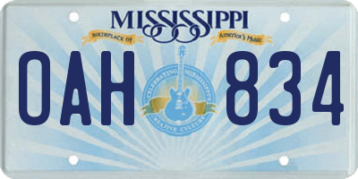 MS license plate OAH834