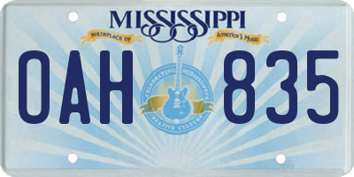 MS license plate OAH835