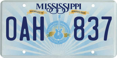 MS license plate OAH837