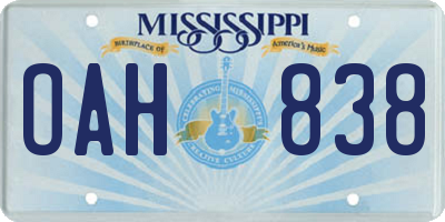 MS license plate OAH838