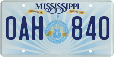 MS license plate OAH840