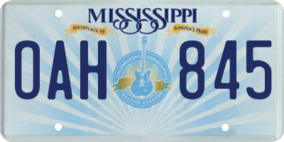 MS license plate OAH845