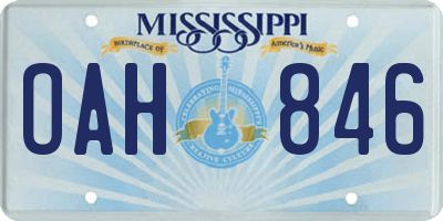 MS license plate OAH846