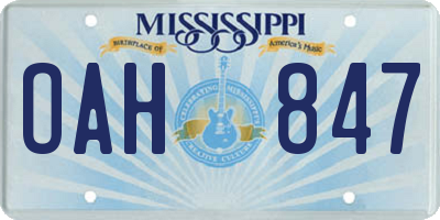 MS license plate OAH847