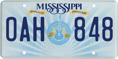 MS license plate OAH848