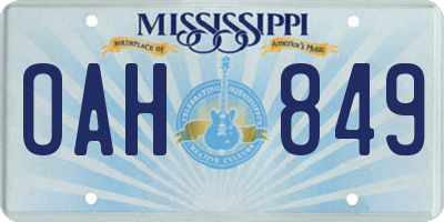 MS license plate OAH849