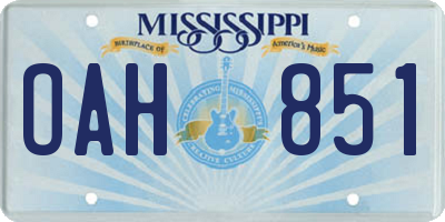 MS license plate OAH851