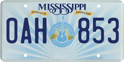 MS license plate OAH853