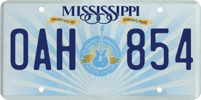 MS license plate OAH854