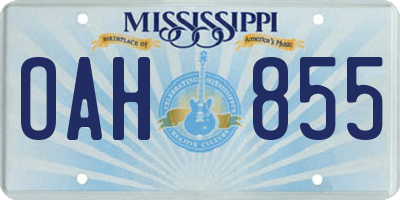 MS license plate OAH855
