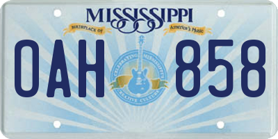 MS license plate OAH858