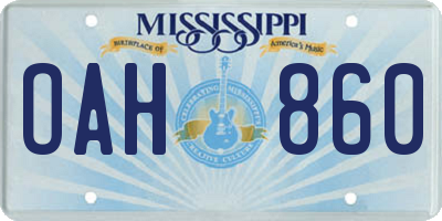 MS license plate OAH860