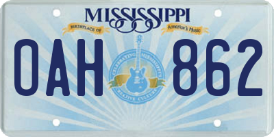 MS license plate OAH862