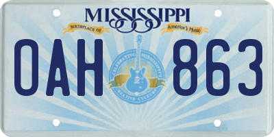 MS license plate OAH863