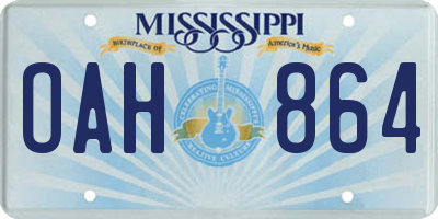 MS license plate OAH864
