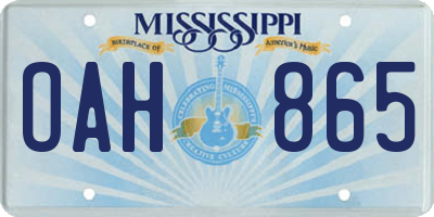 MS license plate OAH865