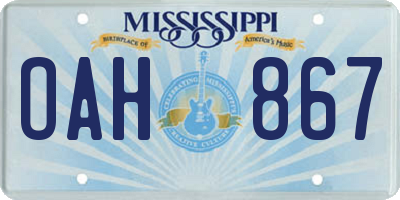 MS license plate OAH867