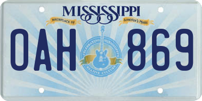 MS license plate OAH869