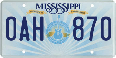 MS license plate OAH870