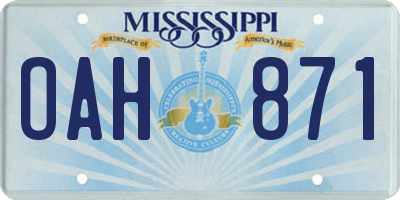 MS license plate OAH871