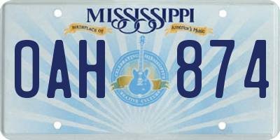 MS license plate OAH874