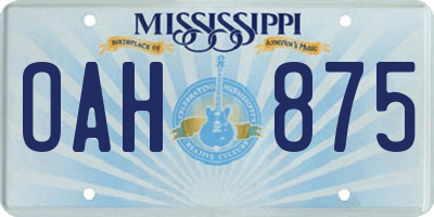 MS license plate OAH875