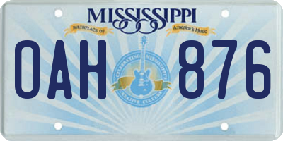 MS license plate OAH876