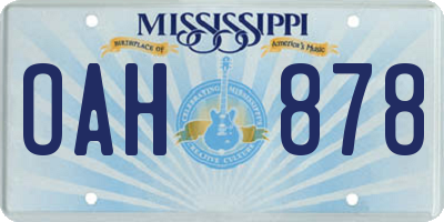 MS license plate OAH878