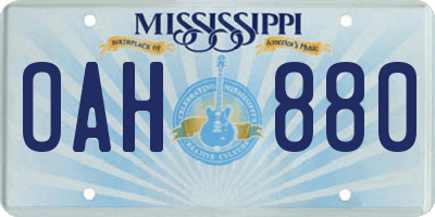 MS license plate OAH880