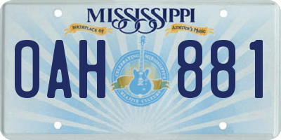 MS license plate OAH881