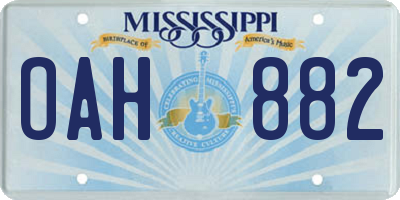 MS license plate OAH882