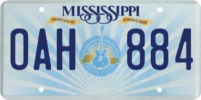 MS license plate OAH884
