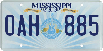 MS license plate OAH885