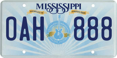 MS license plate OAH888