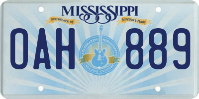 MS license plate OAH889
