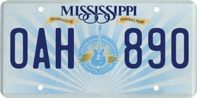 MS license plate OAH890
