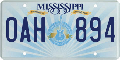 MS license plate OAH894