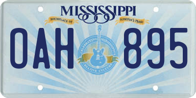 MS license plate OAH895