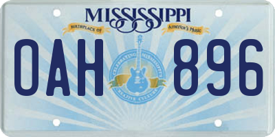 MS license plate OAH896