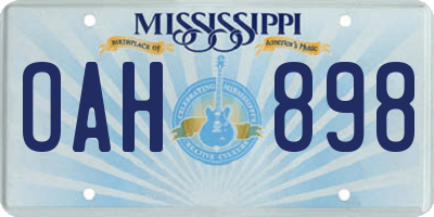 MS license plate OAH898