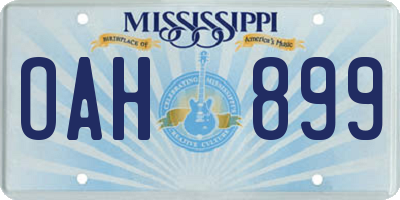 MS license plate OAH899