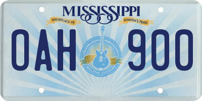MS license plate OAH900