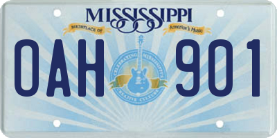 MS license plate OAH901