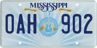 MS license plate OAH902